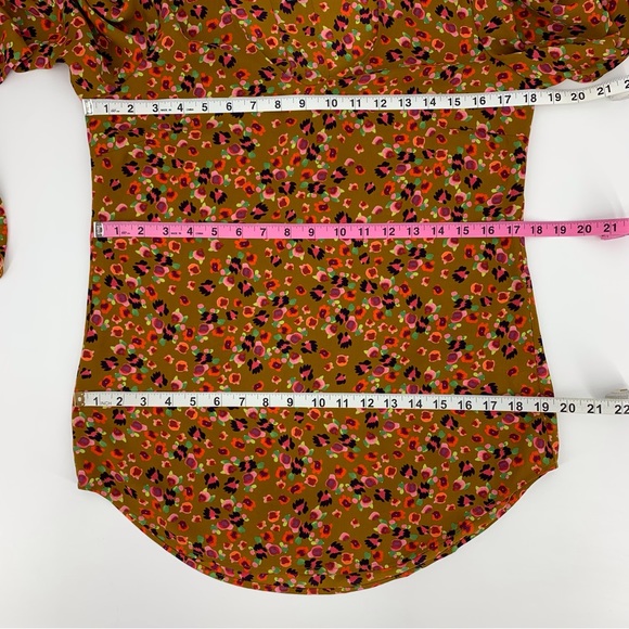 Cabi Burnished Blouse # 4042, Gold Floral Print Long Sleeve Blouse, XS - Picture 14 of 16